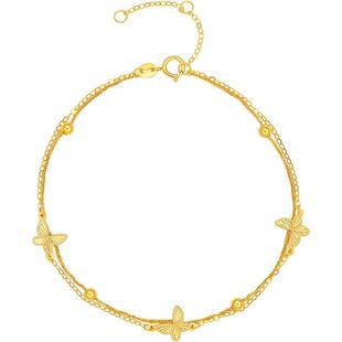 周六福黄18K金手链女蝴蝶结手饰多彩金Au750新年礼物送女友