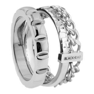 BLACKHEAD/黑头戒指男生欧美字母链条女士套戒组合叠戴情侣礼物潮