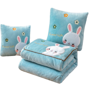 加厚折叠抱枕被子两用珊瑚绒毯子午睡办公室汽车枕头二合一保暖冬