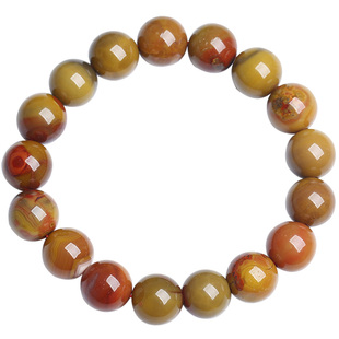 一物一图战国红玛瑙手链 鸡油黄同料单圈男战国红手串女饰品ZG01