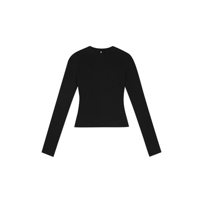 收腰显瘦修身圆领长袖t恤