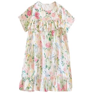 2025年新款防凸点绵绸睡裙女士夏季棉绸连衣裙睡衣宽松大码家居服