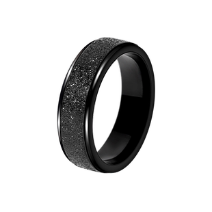 磨砂戒指男生新款潮牌百搭高级感小众设计感指环钛钢黑色男士戒指