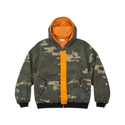 GOODBAI 916 迷彩撞色连帽加厚花边口袋外套