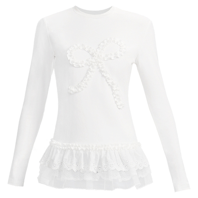 易碎商店甜美蝴蝶结长袖打底衫