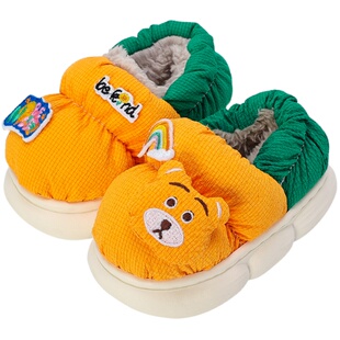 儿童棉拖鞋冬季女童家居棉鞋卡通可爱厚底拖鞋棉男童防水包跟拖鞋