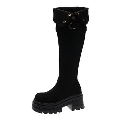 过膝长靴厚底瘦瘦靴高筒骑士靴