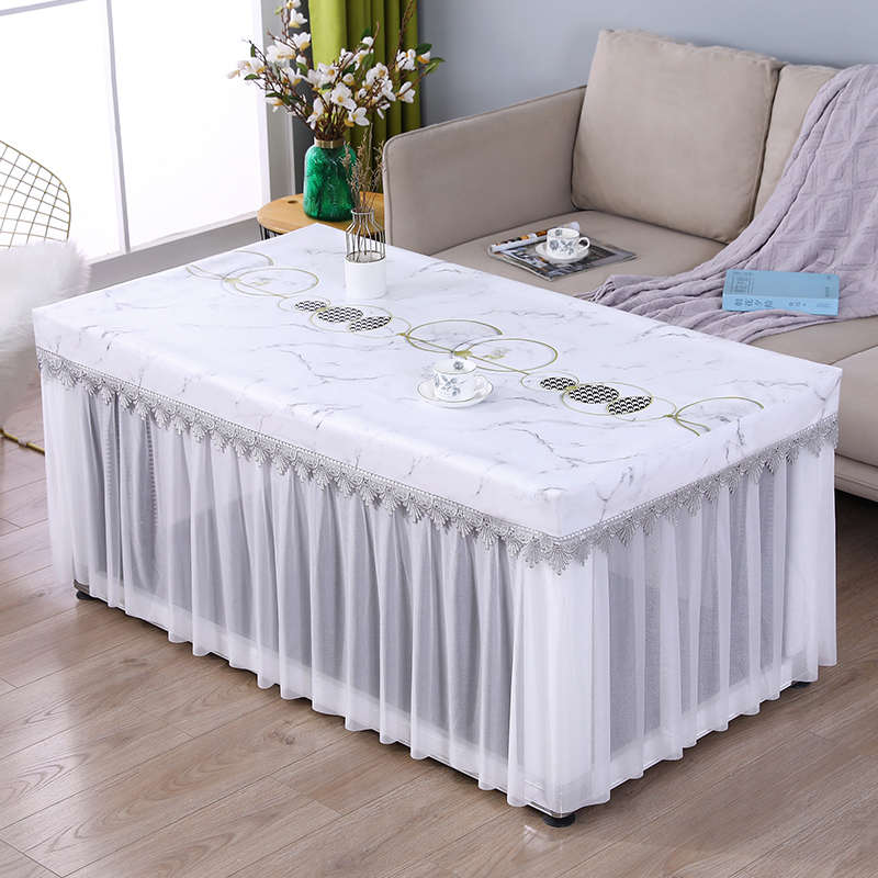 夏季防水防油烤火桌子罩套薄款长方形电炉罩套茶几蕾丝桌布皮桌罩