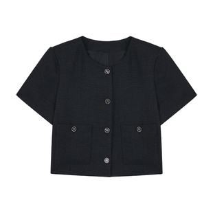 pusumede 高级感小香风短袖外套女夏季外搭开衫宽松显瘦短款上衣