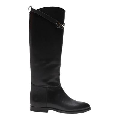 英伦风骑士靴女平底显瘦高筒靴