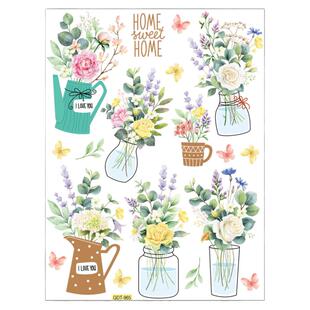 卫生间贴纸防水玻璃贴纸柜门柜子洗手台马桶墙贴画淋浴房贴画田园