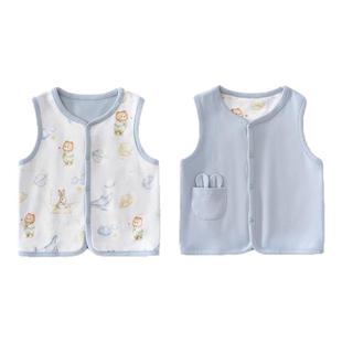 婧麒婴儿马甲春秋外穿男女宝宝两面穿无袖背心休闲坎肩保暖马夹