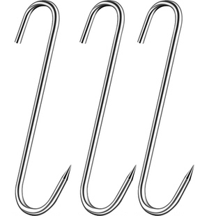 加粗S型大号晒腊肉挂钩高精不锈钢实心挂猪肉香肠烤鸭尖头挂肉钩