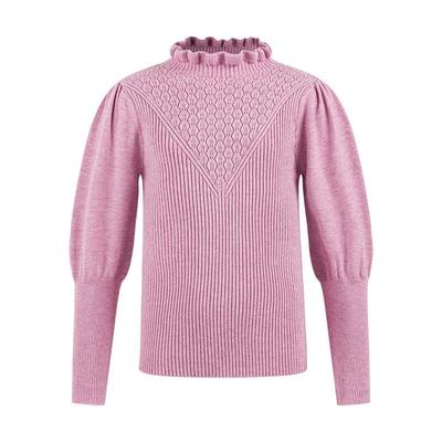 LittleNaive针织衫儿童秋季新款羊腿袖毛衣女童法式木耳边打底衫