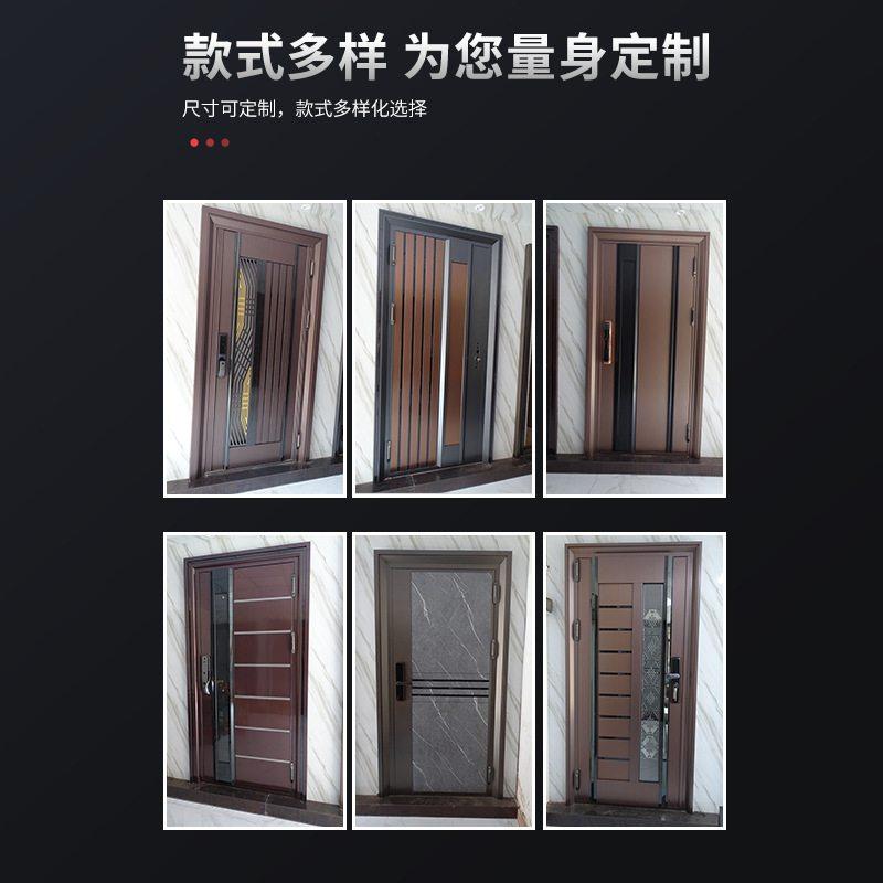 不锈钢入户防盗门韩式门双色安全门子母双开门别墅进户单门大门