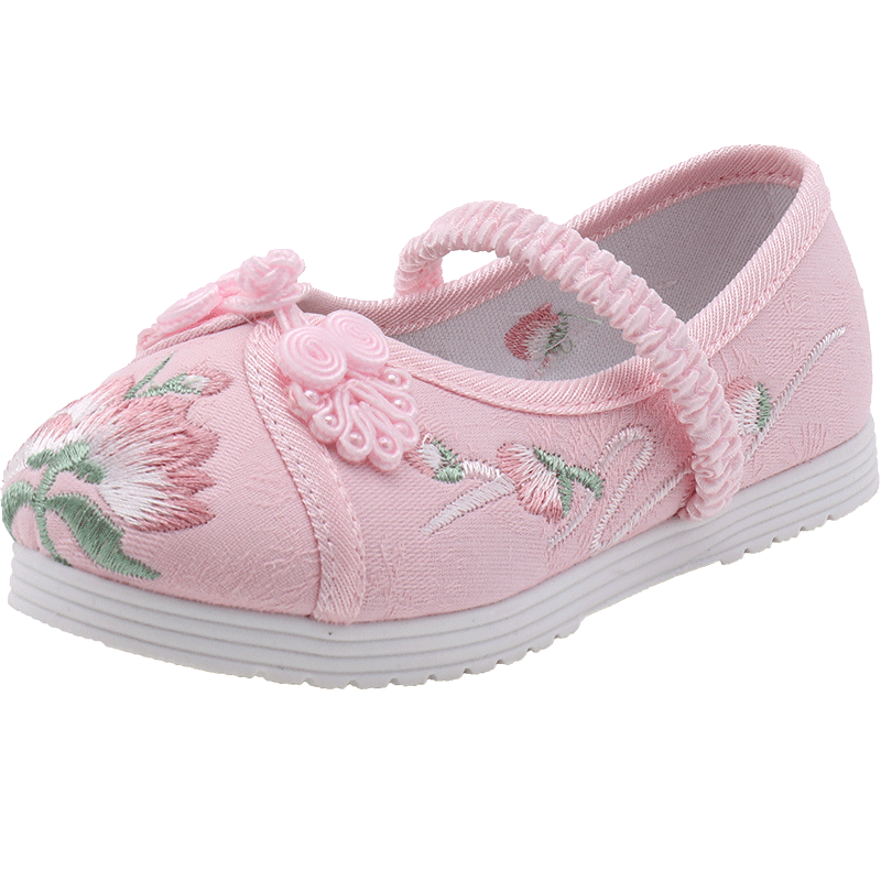 汉服鞋子女童中国风绣花鞋小白鞋