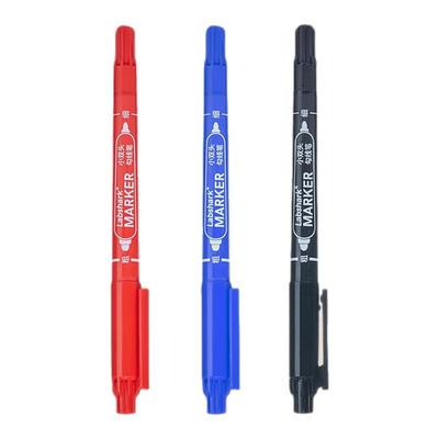 Labshark记号笔实验室双头勾线防水油性速干笔不掉色黑红蓝标记笔