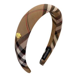 高颅顶复古经典格纹发箍女宽边布艺显发量压发卡字母防滑洗脸头箍