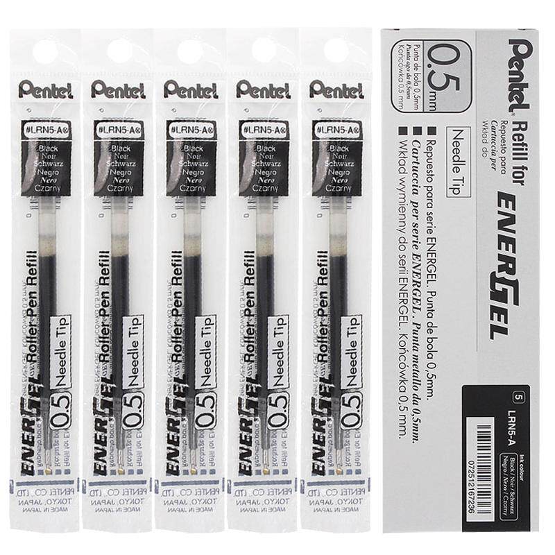 盒装日本Pentel派通energel中性笔芯按动LRN5替芯0.5适用于BLN75/BLN105顺滑速干学生考试用文具用品黑色0.4