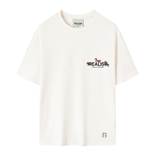 REALISM马年限定澳洲潮牌短袖T恤 米色 简约复古 潮牌半袖 新款
