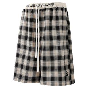 BJHG不计后果轻薄透气格子短裤男款夏季新款直筒百搭休闲五分裤女