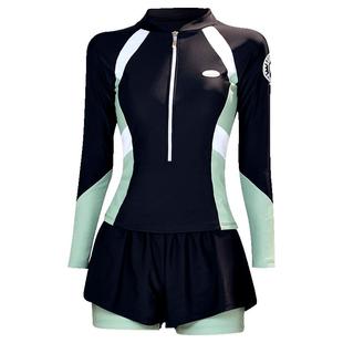 泳衣女款保守分体长袖2025新款泡温泉防晒冲浪游泳衣显瘦遮肚泳装