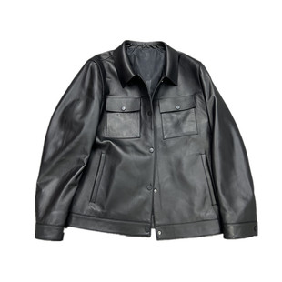 木巨4.9W！皮质细软！春秋款男士时尚翻领真皮皮衣休闲羊皮外套