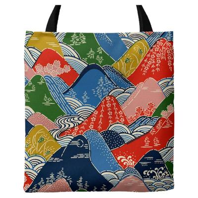 彩色山峦时尚拉链布包定制帆布包