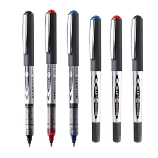 白雪中性笔直液式走珠笔子弹头速干办公签字笔大容量黑笔专用商务办蓝黑色碳素水笔红色蓝色圆珠笔PVR155