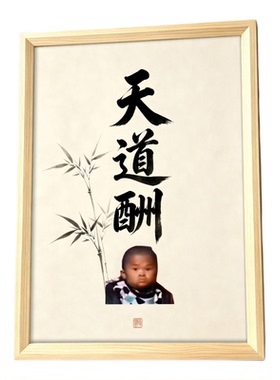 恶搞范小勤书法抽象带框装饰画