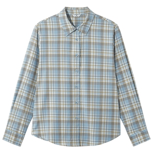 热风女士长袖格子衬衫2026年春季新款复古格纹衬衫宽松通勤风上衣