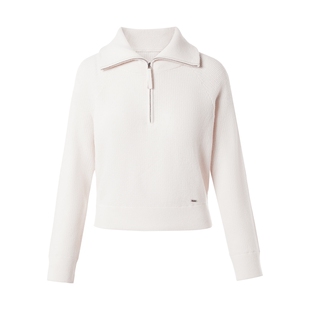 朗姿/LIME莱茵大翻领羊毛针织套装半拉链宽松卫衣高腰直筒裤26春