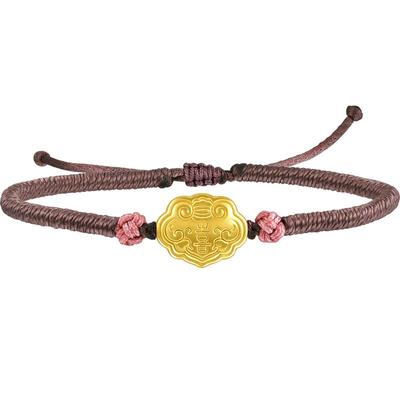 圣诞礼物周生生黄金足金故宫宫廷文化金如意编织手绳手链92760B