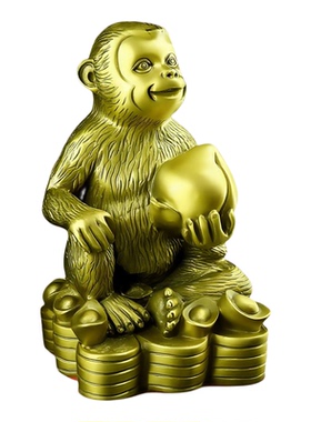纯黄铜猴摆件招财祝寿生日礼物