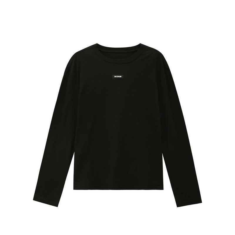 郑买买 黑白配2.0 春季新款休闲百搭基础全棉长袖纯色打底T恤女款