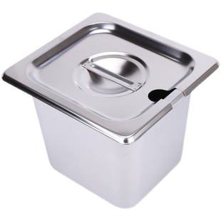 不锈钢份数盘长方形盆带盖配料盒调料架子奶茶果酱盒商用方盘盆子