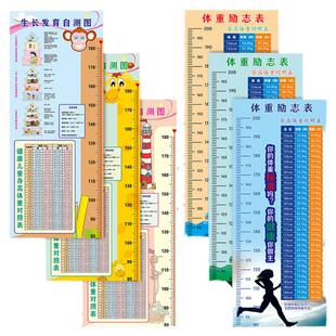 身高尺测量生长发育自测图儿童健康自励身高体重对照表贴画墙贴纸