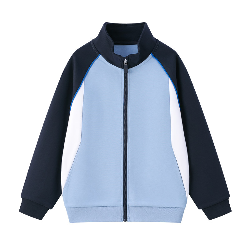 柒福校服同款棒球服中小学生春秋英伦风藏青色儿童运动高中生外套