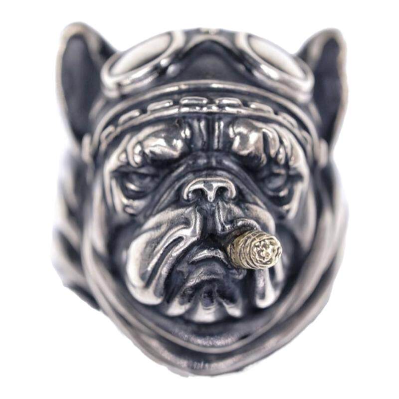 欲望车间专属手工纯银法斗犬戒指