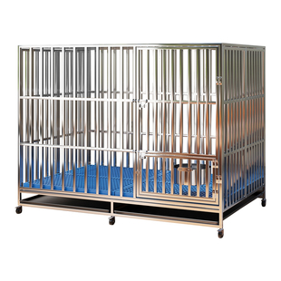 304不锈钢狗笼子大型犬专用金毛带厕所折叠室内小中型犬狗笼边牧