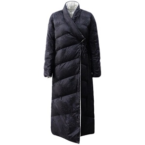 澄渔高定【如意海棠】新中式提花刺绣双面两穿白鹅绒羽绒服外套