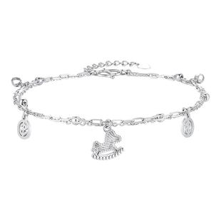 潮宏基铂雅马上有钱铂金手链PT950手饰双层钱币爆闪白金新年礼物