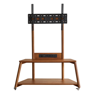 中古风可移动电视机架 客厅家用实木滑轮万向轮支架2025新款