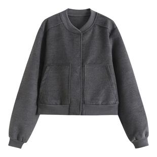 Lovedeath【灰粉世家】短款外套女春秋季休闲韩系灰色夹克棒球服