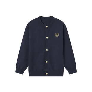 多多家男童针织开衫毛衣2026新款春秋款儿童中大童学院风刺绣外套