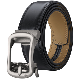 英皇保罗皮带男款牛皮仿针扣自动扣棕色腰带潮年轻人2026新款送礼