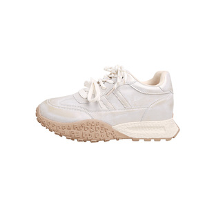 小个子8CM内增高女鞋2026春款网面真皮厚底休闲运动鞋阿甘德训鞋