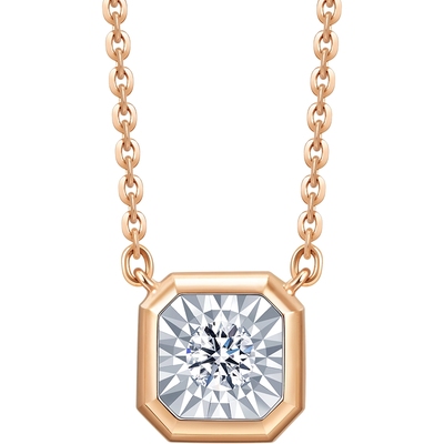 周生生18K白色玫瑰色钻石项链