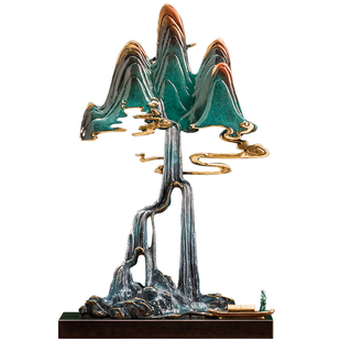 高端全铜山中式工艺品摆件办公室客厅玄关博古架禅意装饰家居饰品