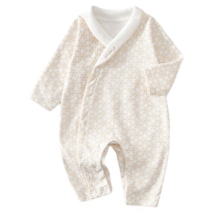 木植婴儿连体衣秋冬宝宝拜年服打底衣保暖哈衣纯棉小月龄蝴蝶衣